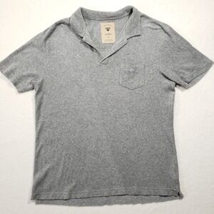 OAS Terry Polo Shirt Mens XL Gray Short‎ Sleeve Camp Collar Beach Post Swim